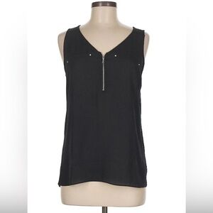 Black Sleeveless Tank Top with Round Neckline
